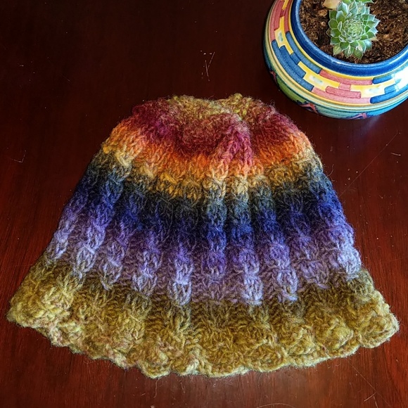 SOLD!!🌈Handknit Rainbow Beanie🌈 - Picture 1 of 1
